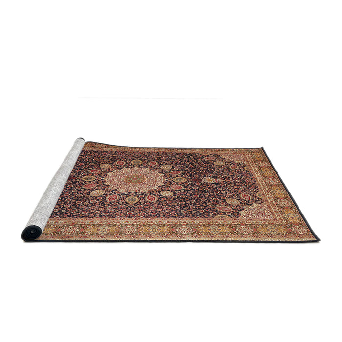 Sideview of Machine Washable Traditional Sand Brown Rug, wshtr3180