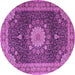 Round Machine Washable Persian Purple Traditional Area Rugs, wshtr3180pur