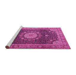 Sideview of Machine Washable Persian Pink Traditional Rug, wshtr3180pnk