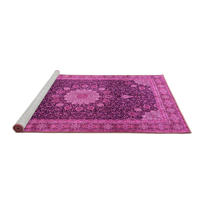 Sideview of Machine Washable Persian Pink Traditional Rug, wshtr3180pnk
