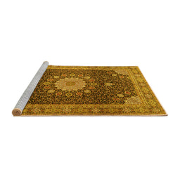 Sideview of Machine Washable Persian Yellow Traditional Rug, wshtr3180yw