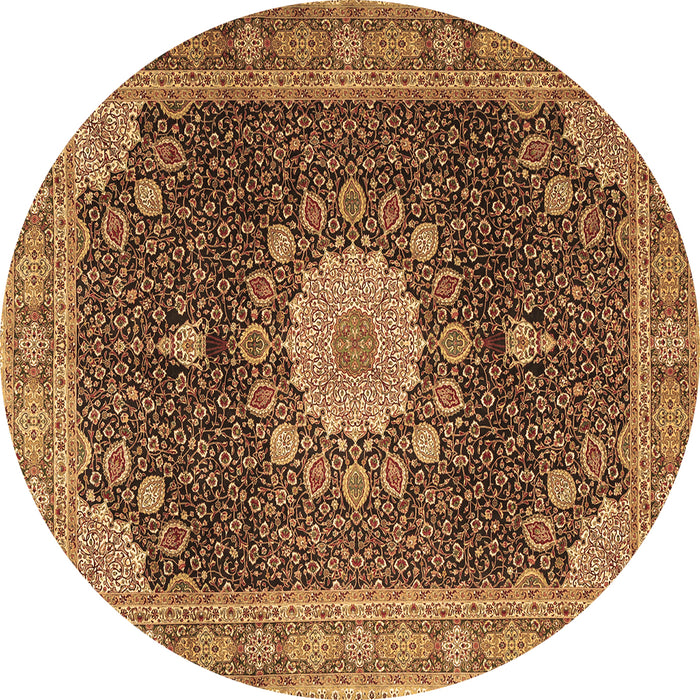 Round Persian Brown Traditional Rug, tr3180brn
