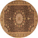 Round Persian Brown Traditional Rug, tr3180brn