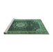 Sideview of Machine Washable Persian Turquoise Traditional Area Rugs, wshtr3180turq