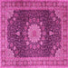 Square Machine Washable Persian Pink Traditional Rug, wshtr3180pnk