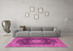 Machine Washable Persian Pink Traditional Rug in a Living Room, wshtr3180pnk