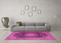 Machine Washable Persian Pink Traditional Rug, wshtr3180pnk