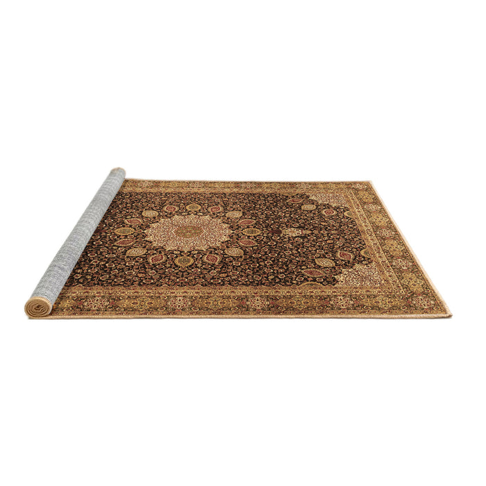 Sideview of Machine Washable Persian Brown Traditional Rug, wshtr3180brn
