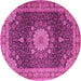 Round Machine Washable Persian Pink Traditional Rug, wshtr3180pnk