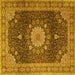 Square Machine Washable Persian Yellow Traditional Rug, wshtr3180yw