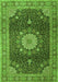 Serging Thickness of Machine Washable Persian Green Traditional Area Rugs, wshtr3180grn