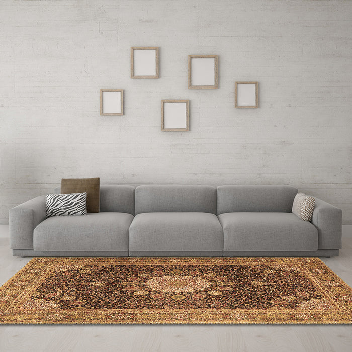 Machine Washable Persian Brown Traditional Rug in a Living Room,, wshtr3180brn