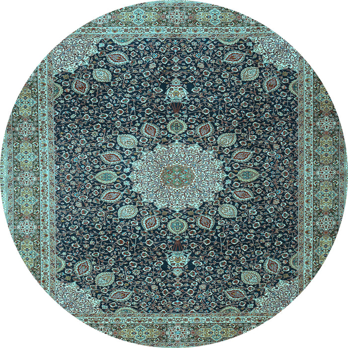 Round Machine Washable Persian Light Blue Traditional Rug, wshtr3180lblu