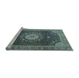 Sideview of Machine Washable Persian Light Blue Traditional Rug, wshtr3180lblu