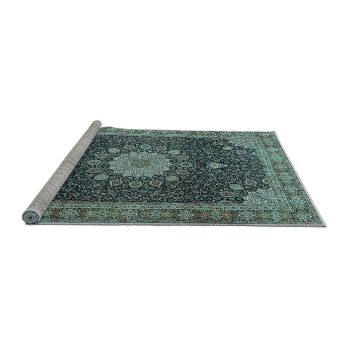 Sideview of Machine Washable Persian Light Blue Traditional Rug, wshtr3180lblu