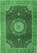 Machine Washable Persian Emerald Green Traditional Area Rugs, wshtr3180emgrn