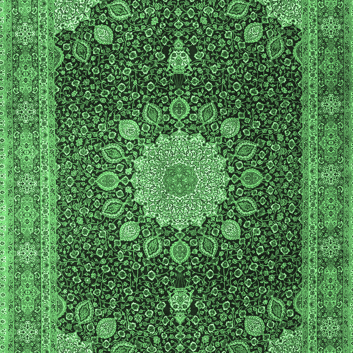 Machine Washable Persian Emerald Green Traditional Area Rugs, wshtr3180emgrn