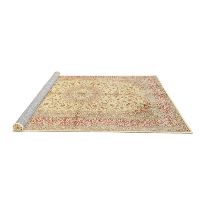 Sideview of Machine Washable Traditional Sand Brown Rug, wshtr3181