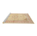 Sideview of Machine Washable Traditional Sand Brown Rug, wshtr3181