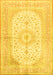 Machine Washable Medallion Yellow Traditional Rug, wshtr3181yw