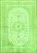 Serging Thickness of Machine Washable Medallion Green Traditional Area Rugs, wshtr3181grn