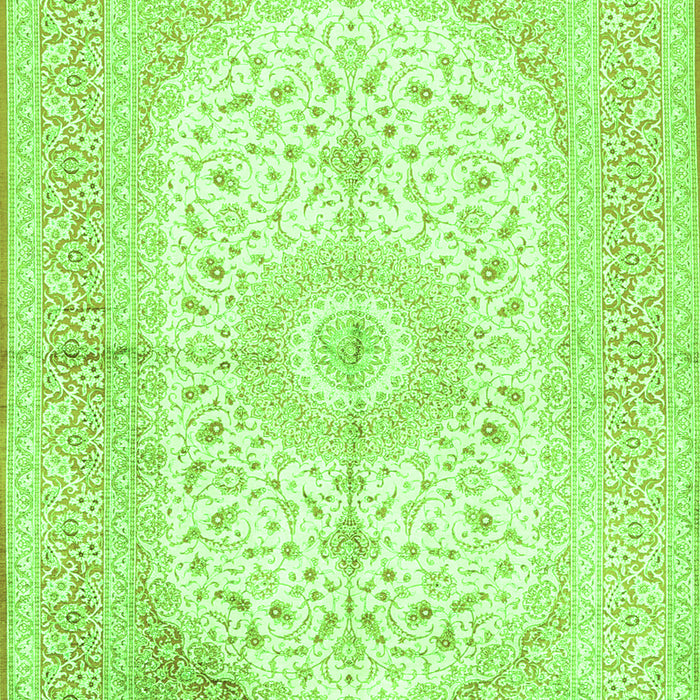 Serging Thickness of Machine Washable Medallion Green Traditional Area Rugs, wshtr3181grn