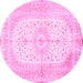 Round Medallion Pink Traditional Rug, tr3181pnk