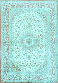 Medallion Light Blue Traditional Rug, tr3181lblu