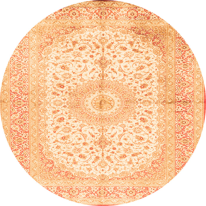Machine Washable Medallion Orange Traditional Area Rugs, wshtr3181org