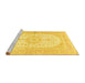 Sideview of Machine Washable Medallion Yellow Traditional Rug, wshtr3181yw