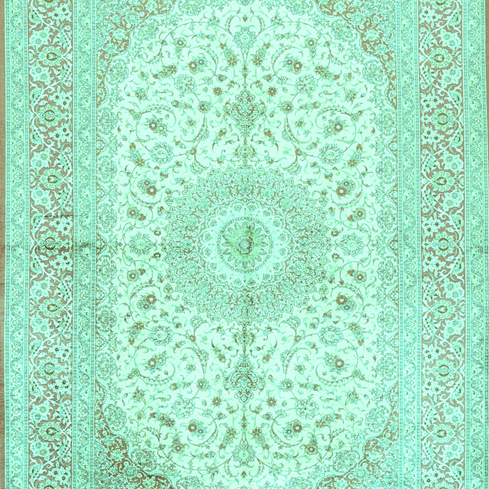 Machine Washable Medallion Turquoise Traditional Area Rugs, wshtr3181turq