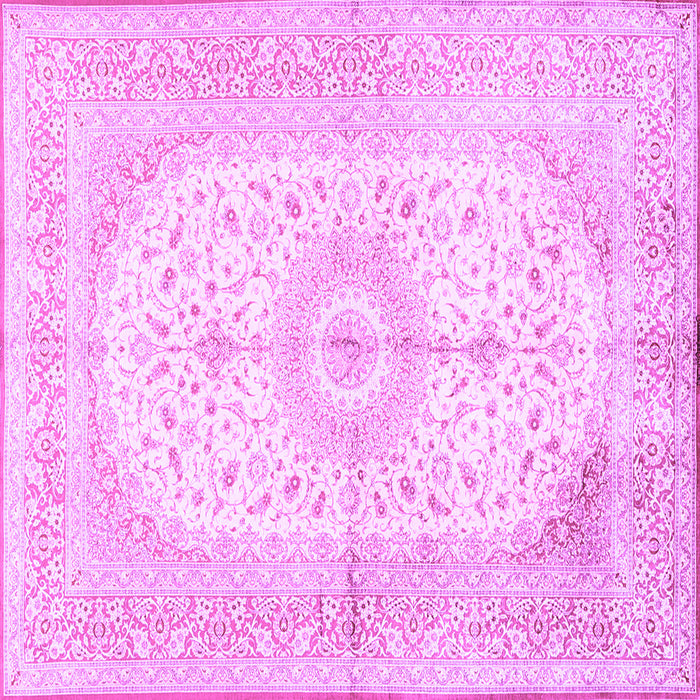 Square Machine Washable Medallion Purple Traditional Area Rugs, wshtr3181pur