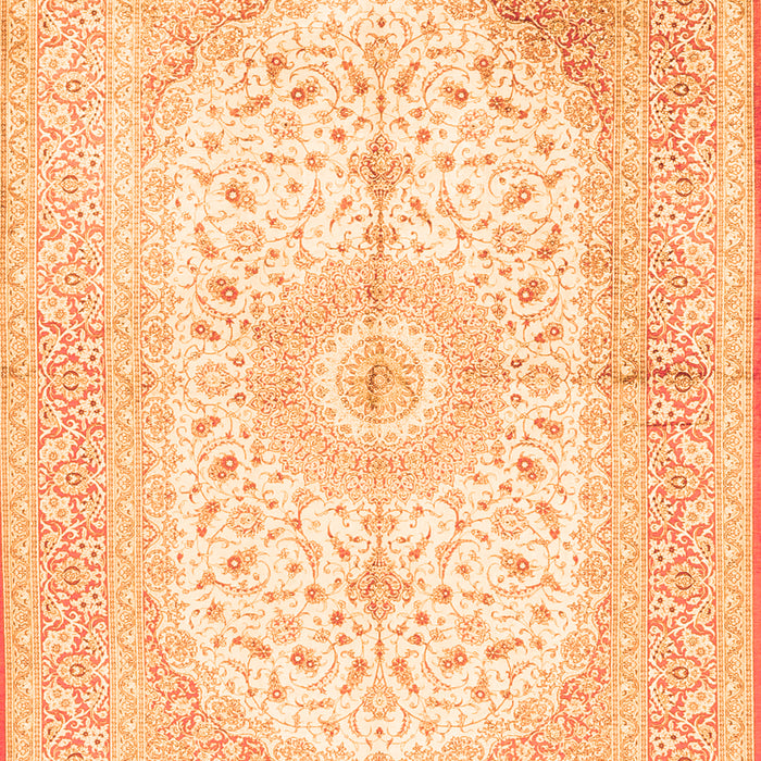 Serging Thickness of Machine Washable Medallion Orange Traditional Area Rugs, wshtr3181org