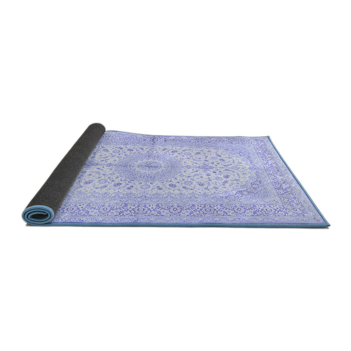 Sideview of Medallion Blue Traditional Rug, tr3181blu