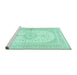 Sideview of Machine Washable Medallion Turquoise Traditional Area Rugs, wshtr3181turq