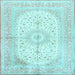 Square Medallion Light Blue Traditional Rug, tr3181lblu