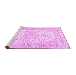 Sideview of Machine Washable Medallion Purple Traditional Area Rugs, wshtr3181pur