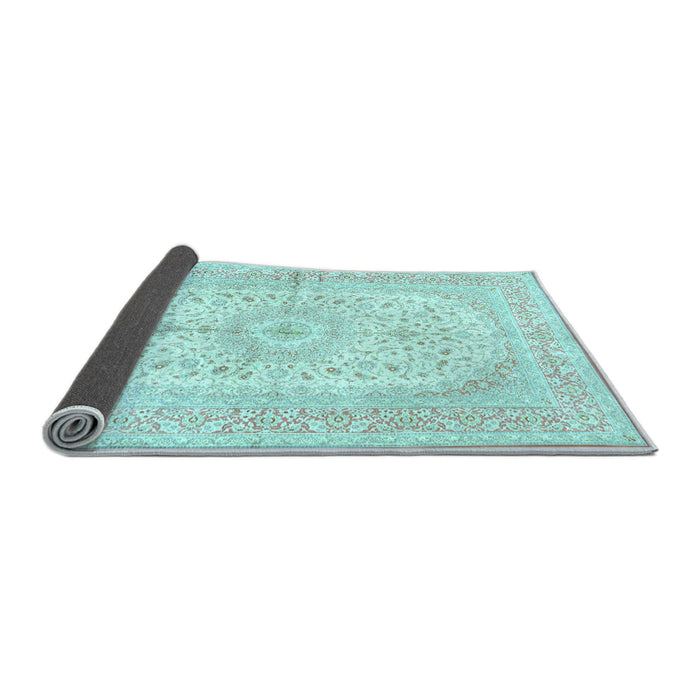Sideview of Medallion Light Blue Traditional Rug, tr3181lblu