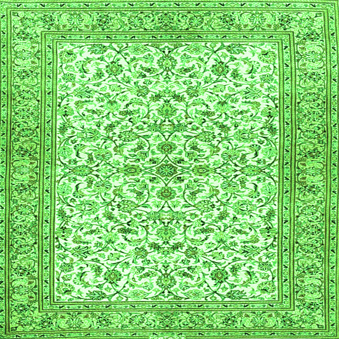 Round Machine Washable Persian Green Traditional Area Rugs, wshtr3182grn
