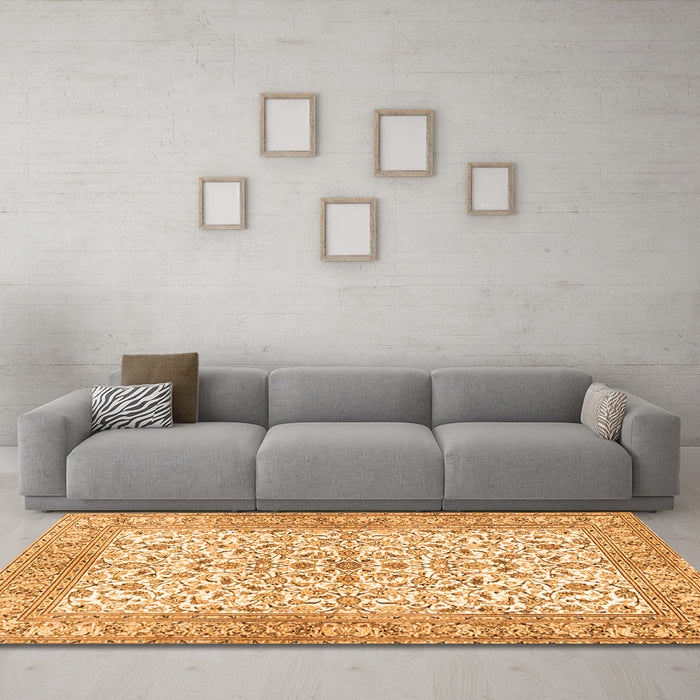Machine Washable Persian Orange Traditional Area Rugs in a Living Room, wshtr3182org