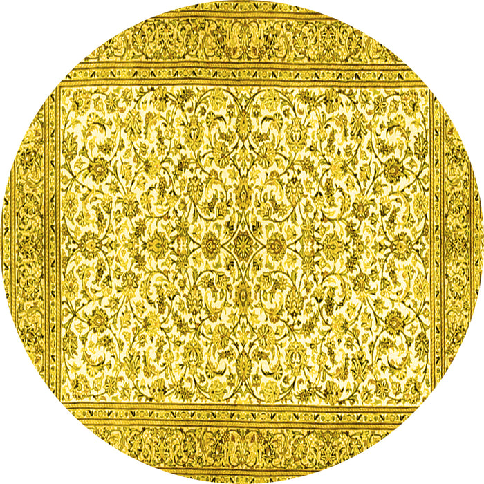 Round Persian Yellow Traditional Rug, tr3182yw
