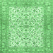 Square Machine Washable Persian Emerald Green Traditional Area Rugs, wshtr3182emgrn