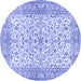 Round Machine Washable Persian Blue Traditional Rug, wshtr3182blu