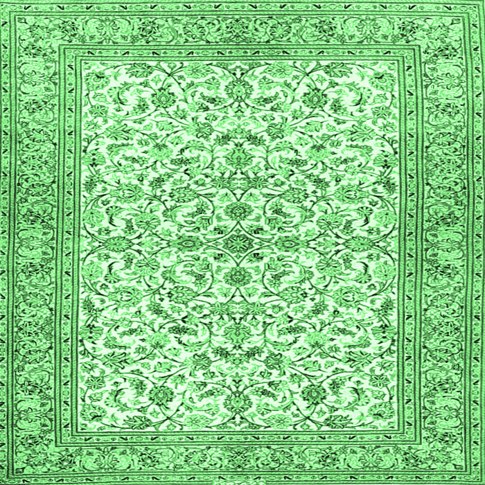 Square Persian Emerald Green Traditional Rug, tr3182emgrn