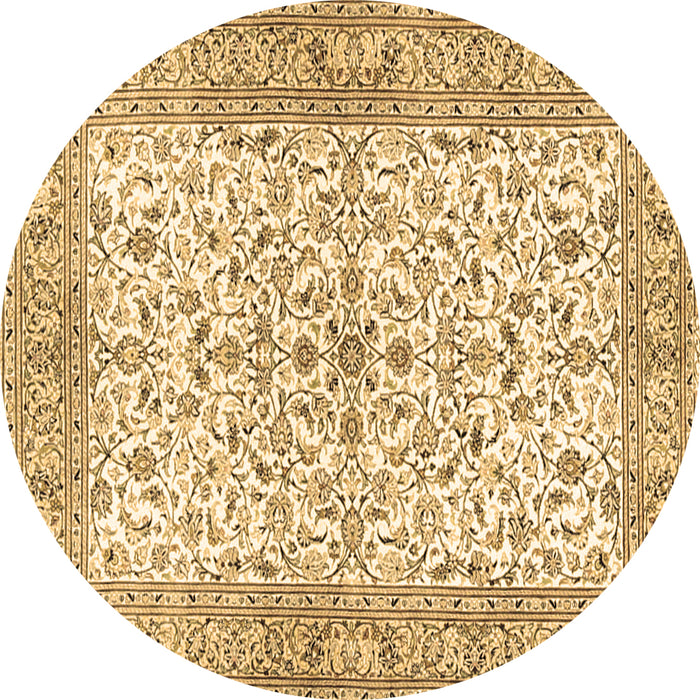 Round Persian Brown Traditional Rug, tr3182brn
