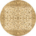 Round Persian Brown Traditional Rug, tr3182brn