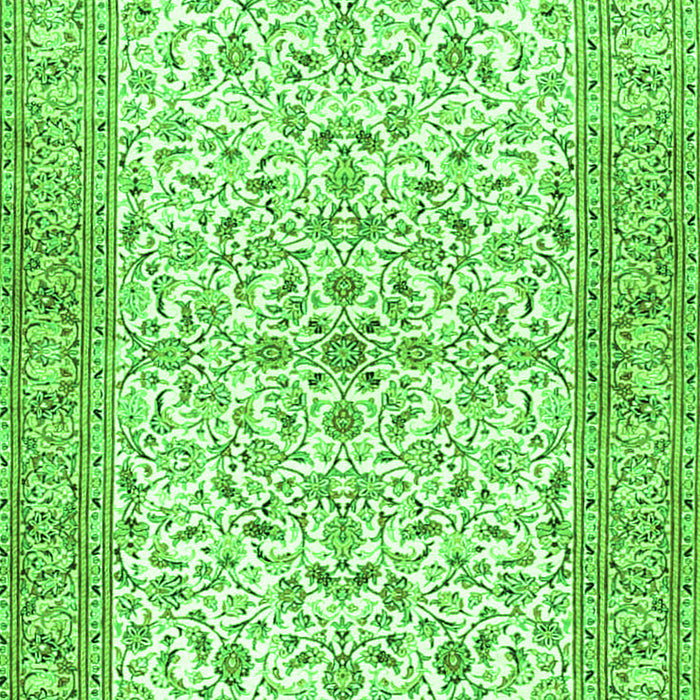 Serging Thickness of Machine Washable Persian Green Traditional Area Rugs, wshtr3182grn