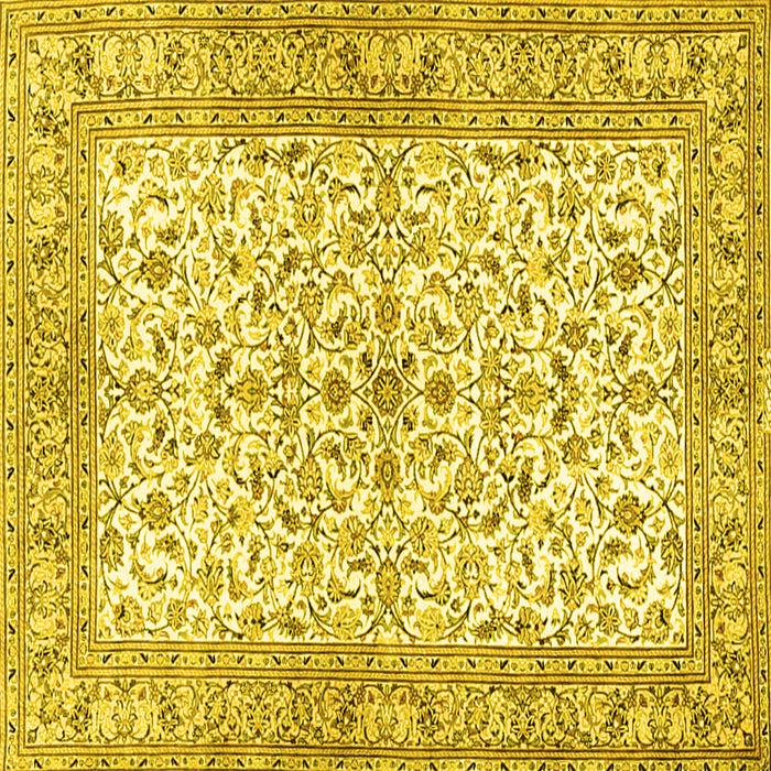 Square Machine Washable Persian Yellow Traditional Rug, wshtr3182yw