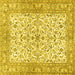 Square Machine Washable Persian Yellow Traditional Rug, wshtr3182yw