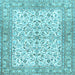 Square Machine Washable Persian Light Blue Traditional Rug, wshtr3182lblu